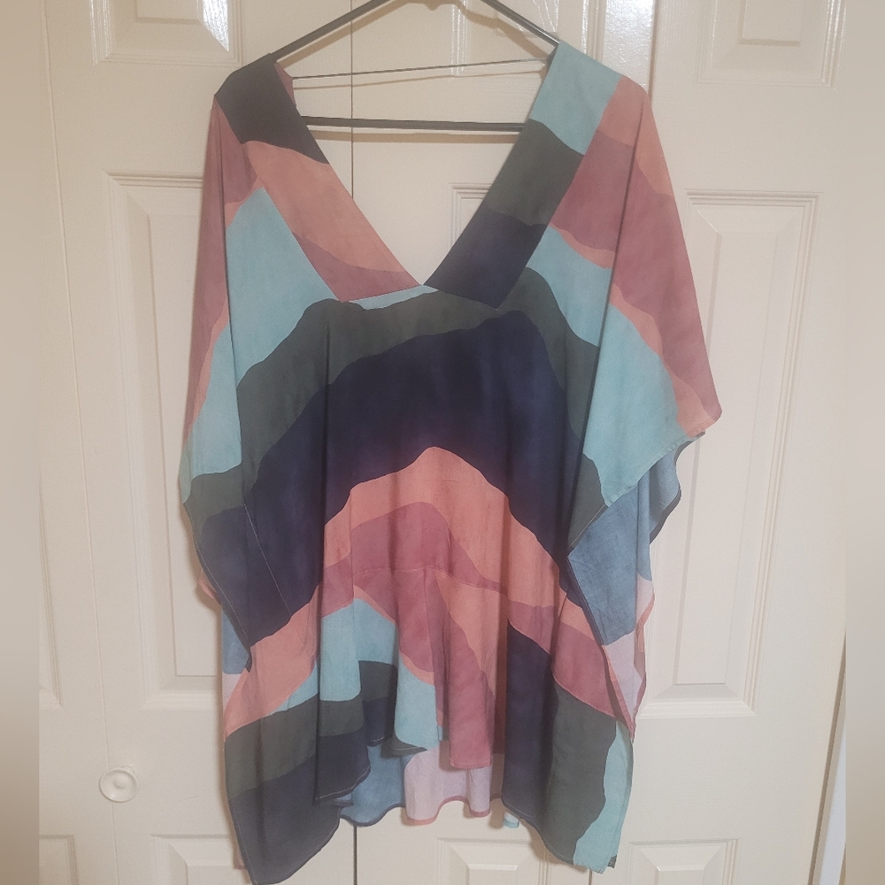 Vix Paula Hermanny Barbados Mix Print Caftan Dress Swimsuit Cover Up S-P